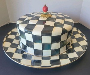 MacKenzie Childs Courtly Check Enamelware Cake Carrier