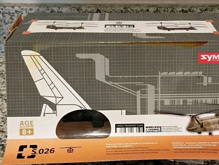 SYMA S026 RC CHINOOK ARMY TWIN ROTOR HELICOPTER GREEN US BOEING CARGO TRANSPORT - Image 2 of 3