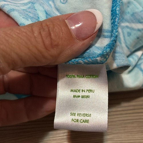 Lilly Pulitzer Juliet T-shirt Dress Turquoise White 3/4 sleeves V-neck Size S - Picture 8 of 9