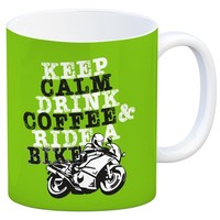 Keep Calm & Ride A Bike Kaffeebecher In GrüN Zum Thema Motorrad Fahren