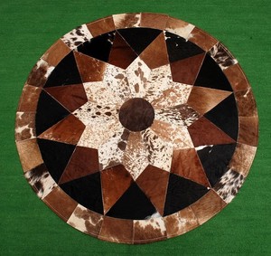 Cowhide Round Patchwork Carpet Handmade Cowhide Carpet (36"x36") Home Décor 340
