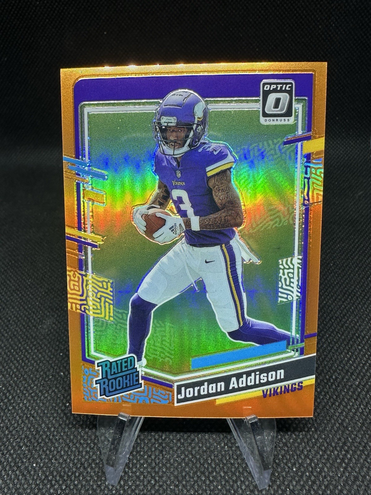 2023 Panini Donruss Optic Jordan Addison Orange Prizm Rookie /249 Vikings #271