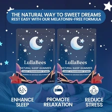 Natural Sleep Gummies - 120 Servings -Sweet Strawberry Stars (Melatonin Free)