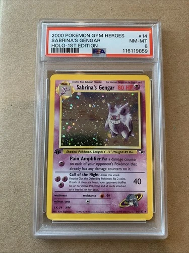Pokémon 2000 Sabrina's Gengar Gym Heroes 1st Edition Holo PSA 8 14/132