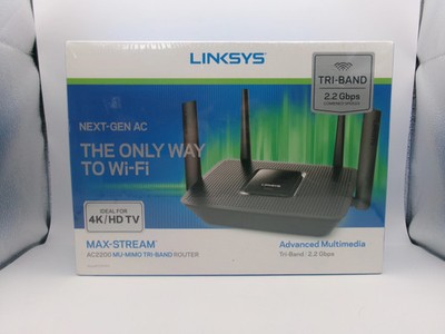 Linksys EA8300 Max Stream Tri-Band Wifi 5 Router AC2200 Streaming & Gaming Black