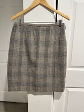 Harve' Benard Women's Vintage Tan Plaid 100 Wool Mini Skirt Academia Fall 12