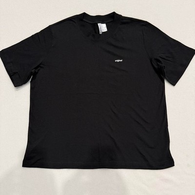 H&M Divided Black Cropped Tee White Original Logo Size L Short Sleeve Shirt