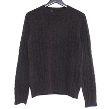 PRADA Long-Sleeve Cable Knit Mixed Sweater, Size 48, Bordeaux/Black mens USED