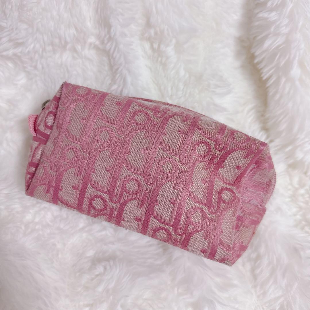 Christian Dior Pouch Canvas Pink Trotter Pattern Women's From Japan Authentic