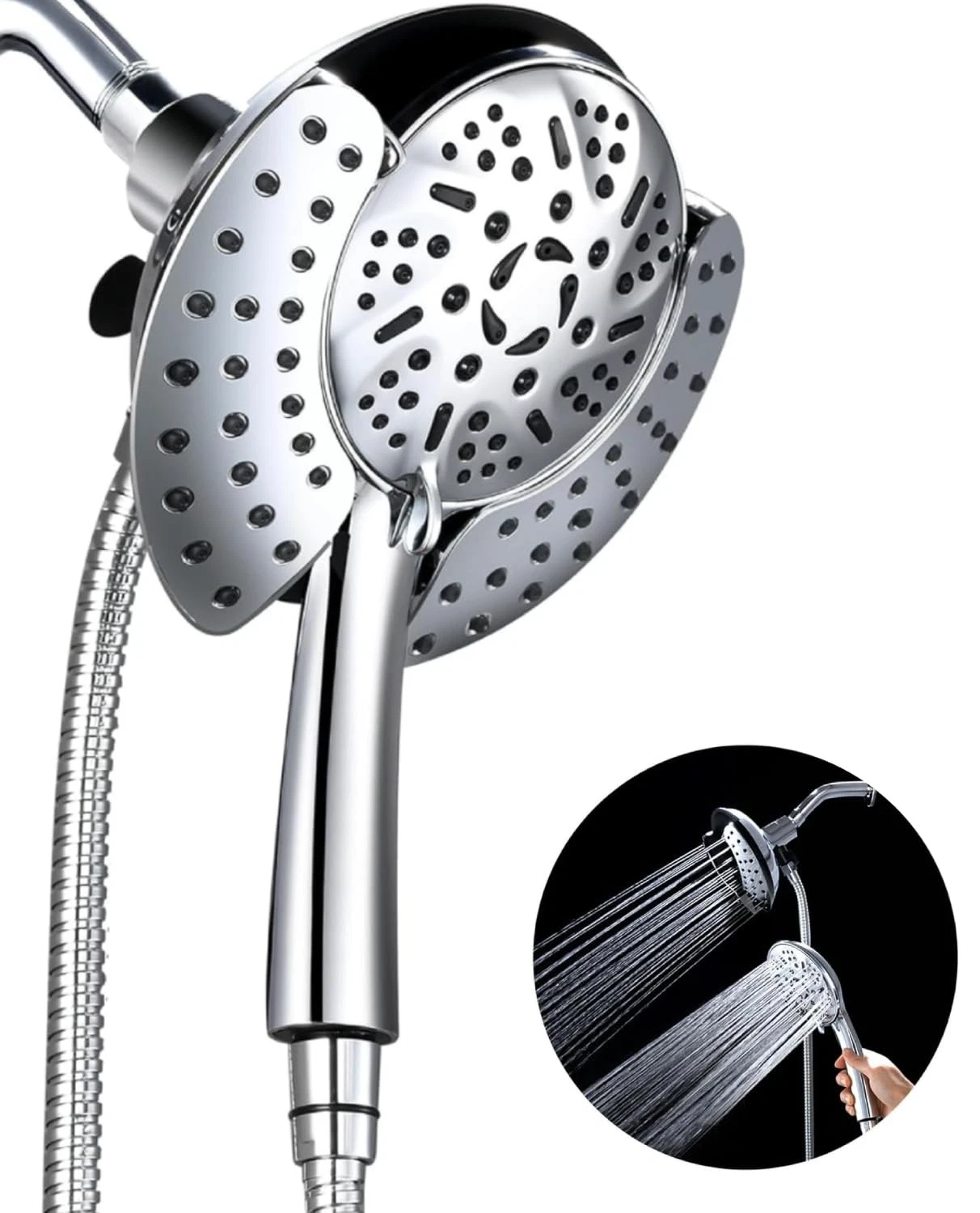 Dual Shower Head with Handheld: 2 IN 1 High Pressure Handheld Shower Head & R...