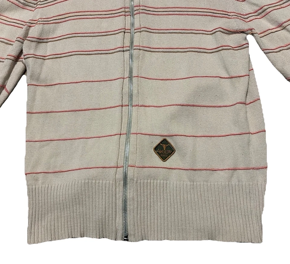 Chaqueta Suéter Diesel Vintage Para Hombre Rayas Cremallera Completa S Algodón Calavera Serpiente Dados Foto 4 de 4