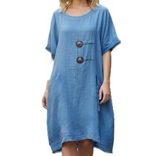 Cristina Vergani ITALY LINEN Italy dress women Size L balloon viscose NEW NWT