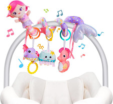 Carseat Toys Hanging, Pink Mermaid Stroller Toys for Babies 0-6 Months, Baby Car