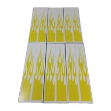 12 Pack 7" Arrow Wraps: White w/ Yellow Fire / Flames: Vinyl Stickers: 1" Wide