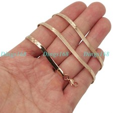 Real 18K Rose Gold Filled Tarnish-Resistant 22inch 4mm Italian Herringbone Chain