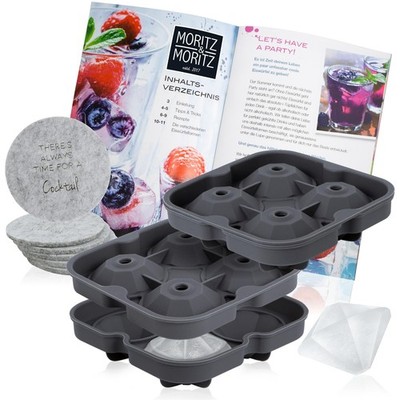 Moritz & Moritz Kitchen - Eiswürfelform Diamanten 2er Set inkl. Untersetzer