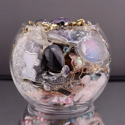 Mixed Costume Jewelry Jar Lot Vintage Modern Untested 2.14 lb