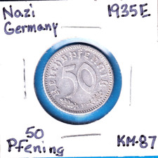 1935E Nazi Germany 50 Pfennig (KM-87) Aluminum [Dresden Mint]  US SALES ONLY