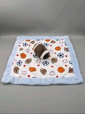 Carter's Football Plush Sports Baby Blue And White Security Blanket, Lovey 13"
