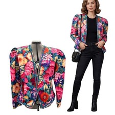Nah Nah Collections Jonathan Tait Vintage Floral Puff Shoulder Blazer 80s 16