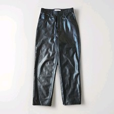 Abercrombie  Fitch Vegan Leather Ankle Ultra High Rise Pants Black Size 27 4