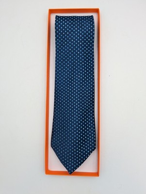 Charvet Place Vendome 60'' French navy blue polka dot silk neck tie (Bin 18)