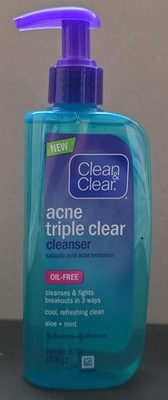 Clean & Clear Acne Triple Clear Exfoliating Cleanser Oil Free Aloe Mint