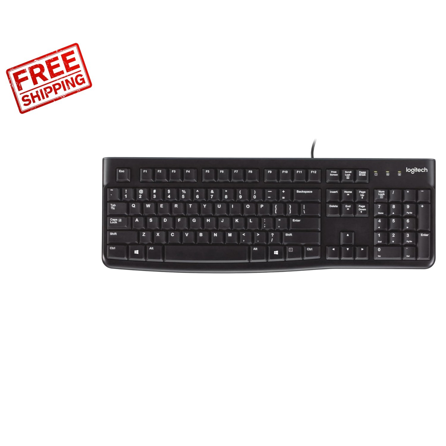 Durable K120 Wired Keyboard with Curved Space Bar & Spill Re