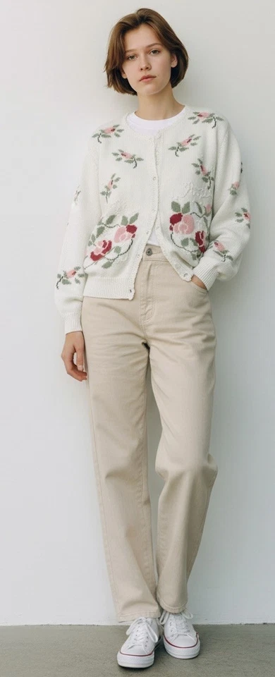 Suéter Components Susan Bristol bordado a mano pasteles 1988 talla M abuela Foto 2 de 4