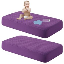 NTBAY 2 Pack Waterproof Crib Mattress Protector, Quilted 28x52 Toddler Fitted