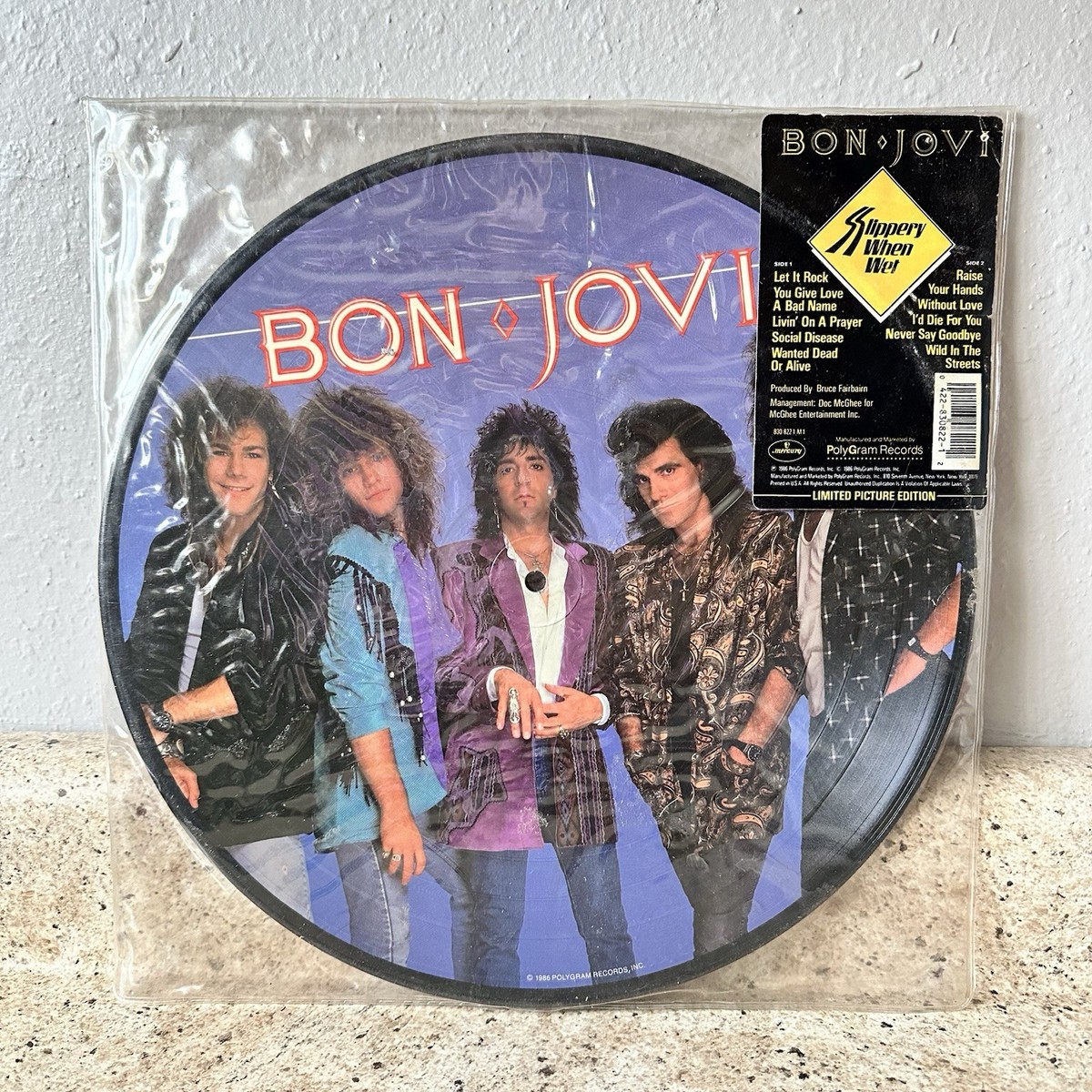 Bon Jovi Lp Picture Disc Slippery Wet 1986 N. M Limited
