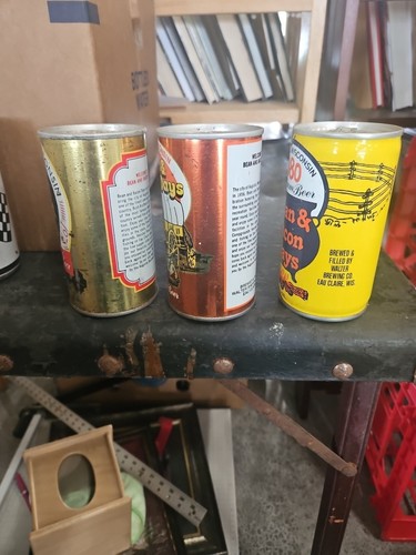 3 Bean & Bacon Days beer cans Walter Brewing Augusta Wis. bottom Opened flat top - Picture 2 of 5