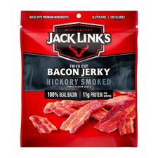 Jack Link's Bacon Jerky, Hickory Smoked - Flavorful 2.5 Ounce Pack of 1