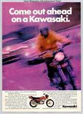 Kawasaki Mach II Performance Red Motorcycle Promo Vintage 1972 Advertisement