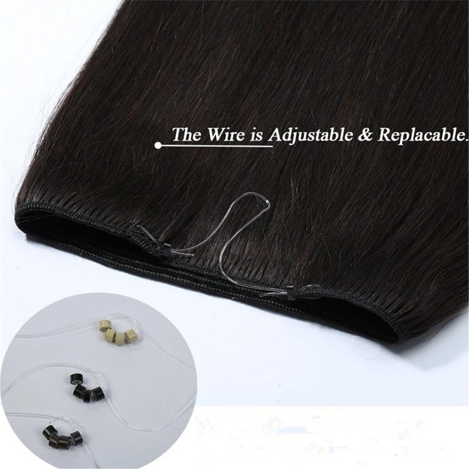 170 g 20 Zoll unsichtbarer Draht Schuss Flip in Echthaar Extension Mix blond USPS - Bild 4 von 4