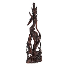 Scultura Antica Figura Femminile Indonesia Seconda Metà '900 Legno di Teak