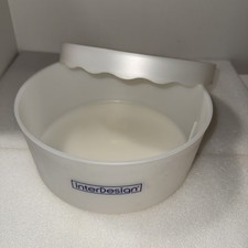 Vintage! INTERDESIGN  White Round Plastic Storage Container. Made In USA