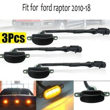 3pcs Smoked 12-SMD Amber Yellow LED Front Grille Running Lights For Ford Raptor