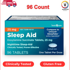 Basic Care Sleep Aid, Doxylamine Succinate Tablets, 25 mg, 96 Count For Adults