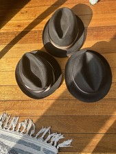 Fedoras, 3 Vintage Straw Black Fedoras, For Band or Stage Props