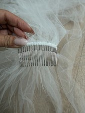 Bridal Tulle veil White 100 Inches Long With ornamental comb