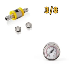 Fuel Pressure Gauge 0-140PSI with In-Line Adapter 3/8 Inch Oil Pressure Gauge