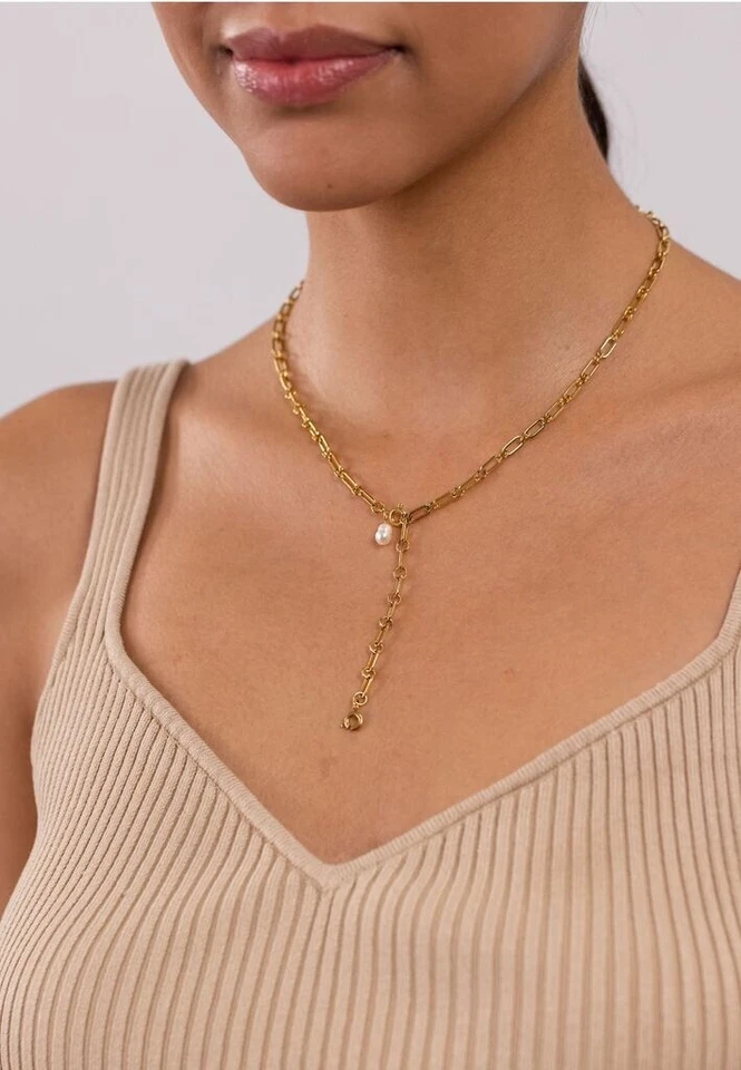 PURELEI Zodiac Charm Kette mit Perle 18K vergoldet 50 cm verstellbar NEU - Bild 2 von 3