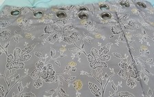 Grey Floral RingTop/Eyelet Fully Lined Curtains Size 48" Wide X 56" Long