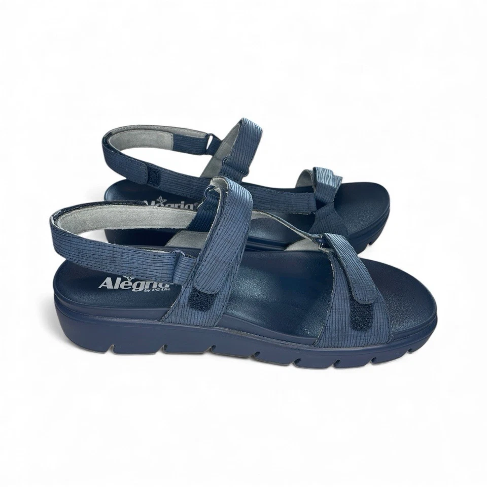 Sandalias de cuña Alegria Henna para mujer talla 10,5-11 cuero azul corcho tira trasera DEVOLUCIÓN Foto 2 de 4