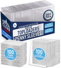 200 Pack Trading Card Toploaders and Penny Sleeves, 35PT, 3x4 Inch