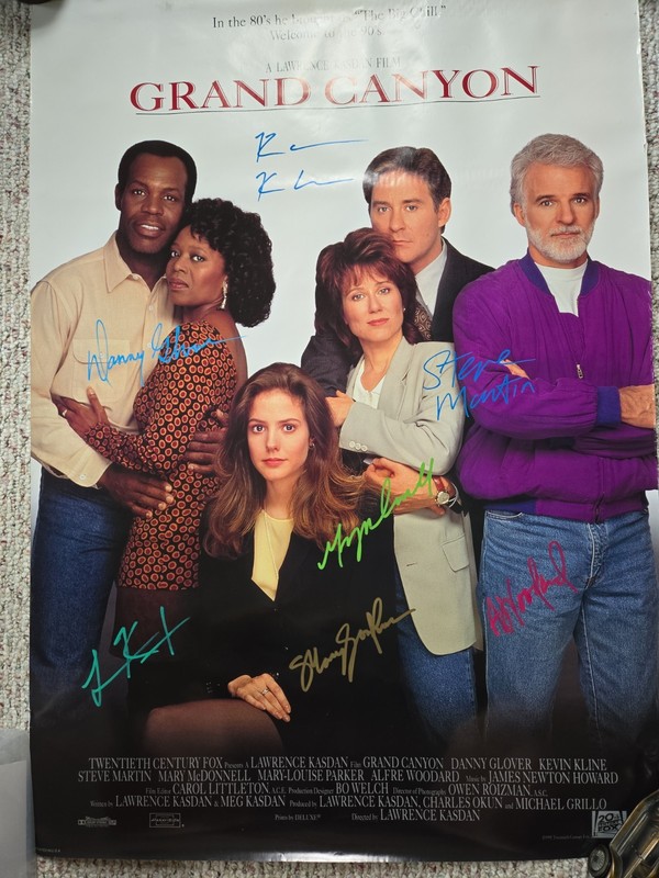 Danny Glover - Steve Martin  ' Grand Canyon ' Signed Film Poster . C.O.A