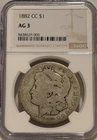 1882 CC Morgan Silver Dollar NGC AG3