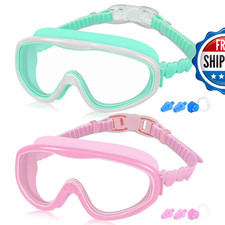Cooloo Kids Swim Goggles For Age 3-15 2 Pack Kids Goggles For Swimming Nose
