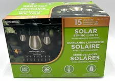 Sunforce Solar String Lights 15 LED Bulbs 35ft w/ Remote Control New in Box